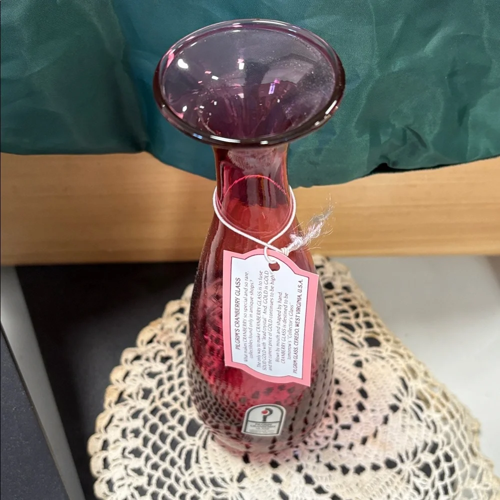 Elegant Vintage Cranberry Glass Vase by pilgrim